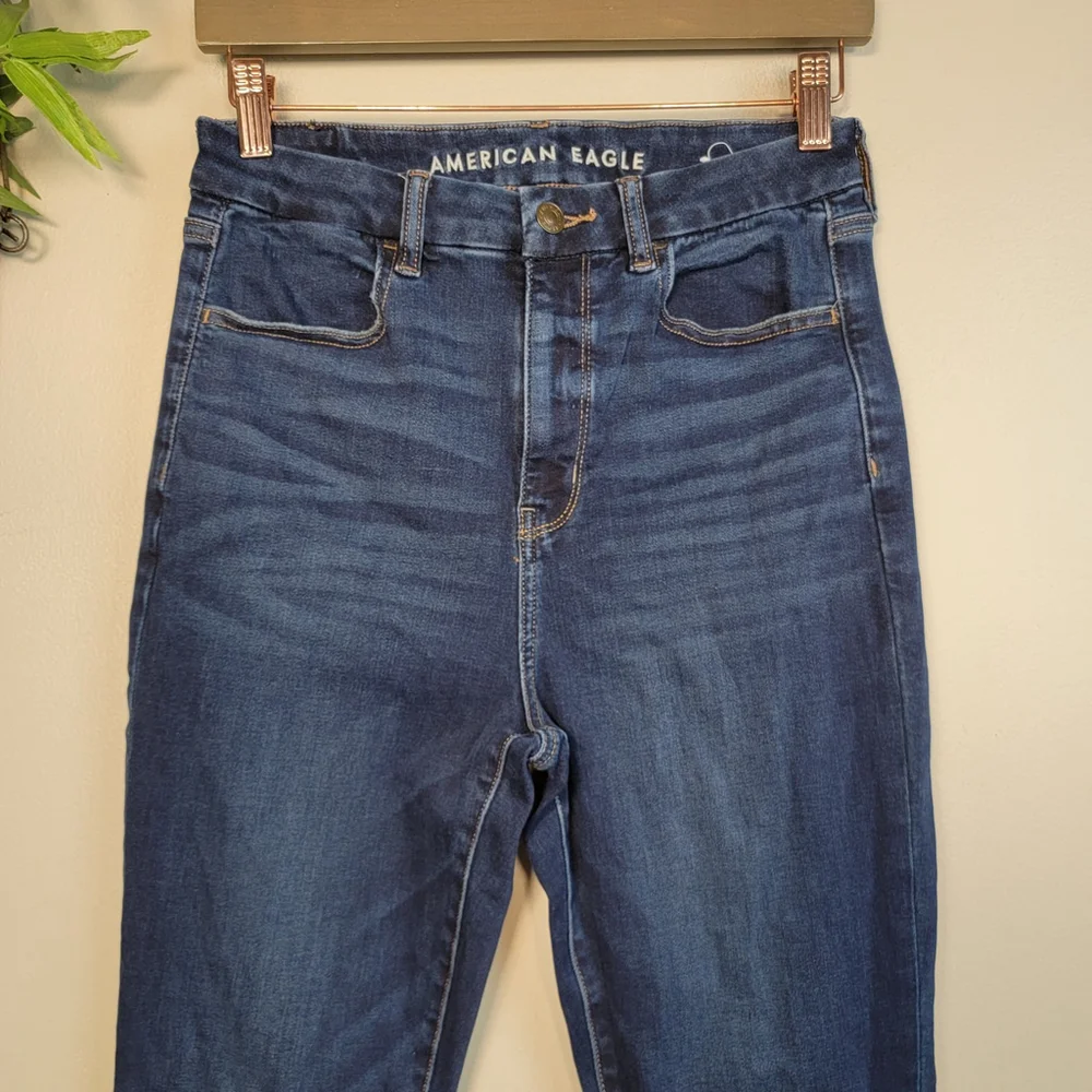 American Eagle Jeans Curvy Super Hi Rise Jeggings Skinny Dark Blue Wash AE 6